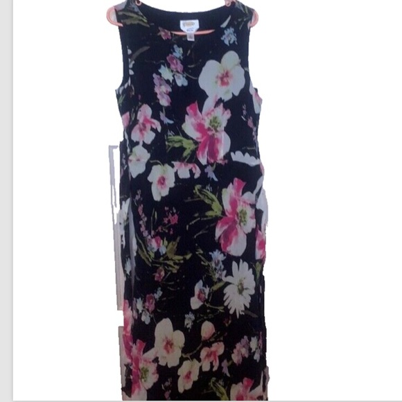 TALBOTS SUMMER DRESS SILK FLORAL MAXI SZ 14 LINED - Picture 2 of 9